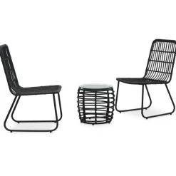 vidaXL Caféset 3 delar konstrotting svart