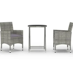 Sale vidaXL Caféset 3 delar konstrotting och härdat glas Grå
