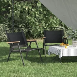 Discount vidaXL Campingstolar 2 st 54x43x59cm oxfordtyg Svart