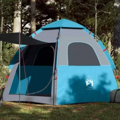 vidaXL Campingtält 4 personer blå snabbrest