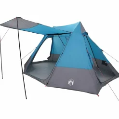 vidaXL Campingtält med tak med lagring Blå 482 x 360 x 227 cm taffeta