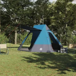 vidaXL Campingtält med tak med lagring Blå 482 x 360 x 227 cm taffeta
