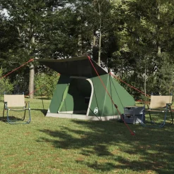 vidaXL Campingtält med tak med lagring Grön 282 x 225 x 154 cm taffeta
