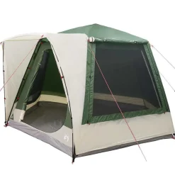 vidaXL Campingtält Stuga med tak Grön 420 x 420 x 227 cm Polyester