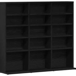 vidaXL CD-bänk svart ek 100x23x89,5 cm konstruerat trä