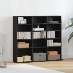 vidaXL CD-bänk svart ek 100x23x89,5 cm konstruerat trä
