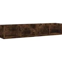 vidaXL CD-hylla rökfärgad ek 100x18x18 cm konstruerat trä