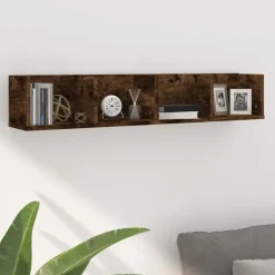 vidaXL CD-hylla rökfärgad ek 100x18x18 cm konstruerat trä