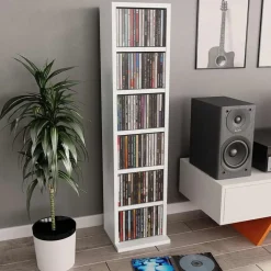 Outlet vidaXL CD-hylla 21x20x88 cm konstruerat trä Vit