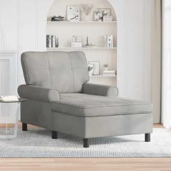 vidaXL Chaise Lounge med kudde Ljusgrå 91 x 157 x 91 cm Sammet