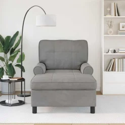 vidaXL Chaise Lounge med kudde Ljusgrå 91 x 157 x 91 cm Sammet