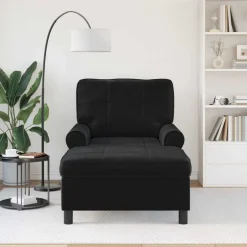 Hot vidaXL Chaise Lounge med kudde 91 x 157 x 91 cm Sammet Svart