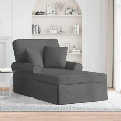 vidaXL Chaise Lounge med Kjol med kudde med kudde 3 pcs Mörkgrå tyg