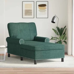 vidaXL Chaise Lounge med kudde Mörkgrön 91 x 157 x 91 cm tyg