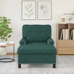 vidaXL Chaise Lounge med kudde Mörkgrön 91 x 157 x 91 cm tyg