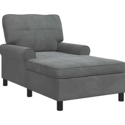New vidaXL Chaise Lounge med kudde 91 x 157 x 91 cm Sammet Mörkgrå