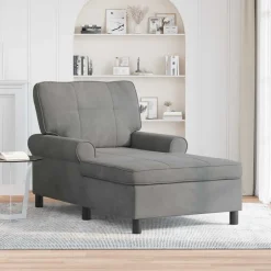 New vidaXL Chaise Lounge med kudde 91 x 157 x 91 cm Sammet Mörkgrå