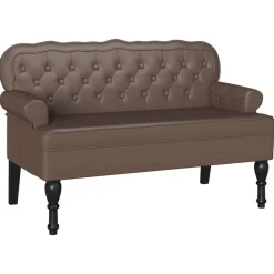 vidaXL Chesterfield Bänk Brun 119,5 x 64,5 x 75 cm Konstläder