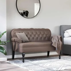 vidaXL Chesterfield Bänk Brun 119,5 x 64,5 x 75 cm Konstläder