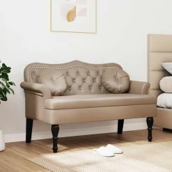 vidaXL Chesterfield Bänk Cappuccino 120,5 x 65 x 75 cm Konstläder