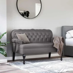 vidaXL Chesterfield Bänk 119,5 x 64,5 x 75 cm Konstläder Grå