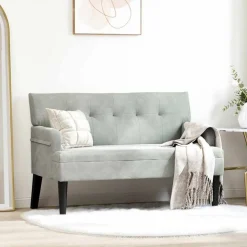 vidaXL Chesterfield Bänk Ljusgrå 112 x 65,5 x 75 cm Sammet