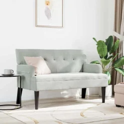 vidaXL Chesterfield Bänk Ljusgrå 112 x 65,5 x 75 cm Sammet