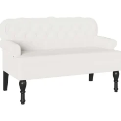 vidaXL Chesterfield Bänk Vit 119,5 x 64,5 x 75 cm Konstläder