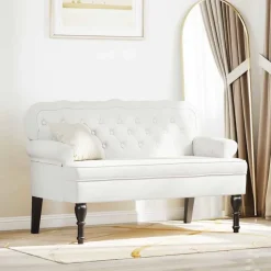 vidaXL Chesterfield Bänk Vit 119,5 x 64,5 x 75 cm Konstläder