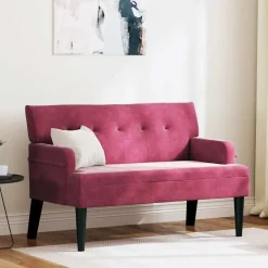 vidaXL Chesterfield Bänk Vinröd 112 x 65,5 x 75 cm Sammet