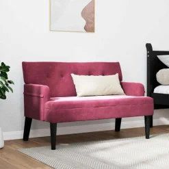 vidaXL Chesterfield Bänk Vinröd 112 x 65,5 x 75 cm Sammet