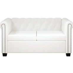 New vidaXL Chesterfield 2-sits konstläder Vit