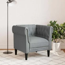 Sale vidaXL Chesterfieldfåtölj tyg Ljusgrå