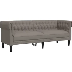 Clearance vidaXL Chesterfieldsoffa 3-sits tyg Taupe