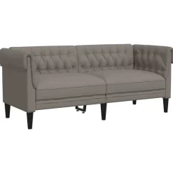 vidaXL Chesterfieldsoffa 2-sits taupe tyg