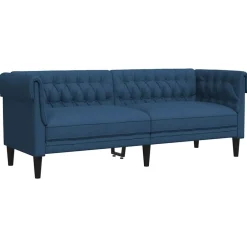 New vidaXL Chesterfieldsoffa 3-sits tyg Blå