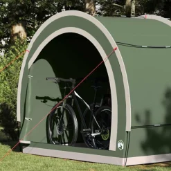 vidaXL Cykelförrådstält med tak Grön 256 x 222 x 182 cm taffeta