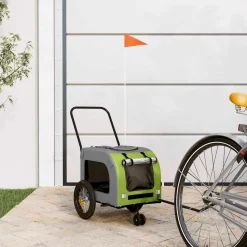 vidaXL Cykelkärra för husdjur Grön och grå 125 x 53 x 54 cm