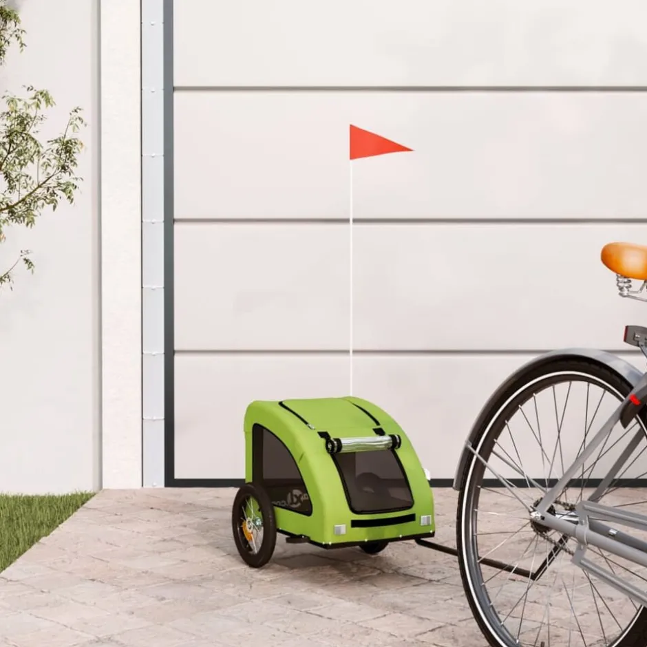 Hot vidaXL Cykelvagn för djur oxfordtyg och järn Grön