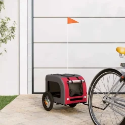 vidaXL Cykelvagn för djur röd och grå oxfordtyg och järn