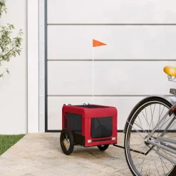 vidaXL Cykelvagn för djur röd och svart oxfordtyg och järn