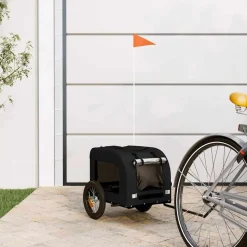 vidaXL Cykelvagn för djur svart oxfordtyg och järn