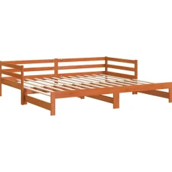 Clearance vidaXL Dagbädd med extrasäng vaxad brun 90x200 cm massiv furu Vaxbrun