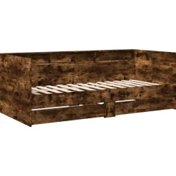 vidaXL Dagbädd med lådor utan madrass 100x200 cm Rökfärgad ek