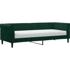 New vidaXL Dagbädd med madrass 80x200 cm sammet Mörkgrön