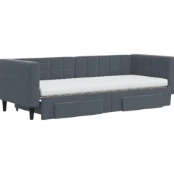 Discount vidaXL Dagbädd utdragbar med lådor 80x200 cm sammet Mörkgrå