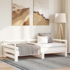 Online vidaXL Dagbädd utdragbar massiv furu 2x(90x200) cm Vit