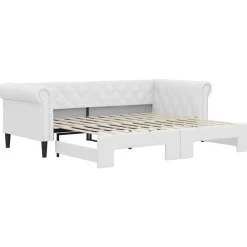 vidaXL Dagbädd utdragbar vit 90x200 cm konstläder