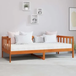 vidaXL Dagsäng Vaxbrun och Vit 90 x 200 cm Massiv Furu och Polyester