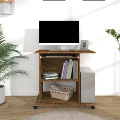 Clearance vidaXL Datorbord 80x50x75 cm konstruerat trä Rökfärgad ek